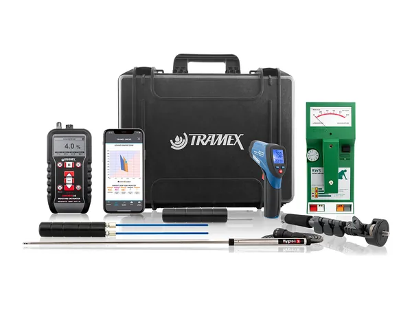 Tramex Roofing Inspector Kit moisture meter used to check flat roofs for wet insulation without cutting into the roof